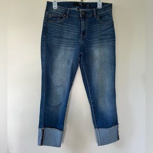 Womens 1822 Blue Cuffed Denim Jean Capris sz 12